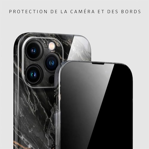 Coque iPhone 14 Pro marbre noir et or ONEFLOW Bliss rigide pailletée - 2