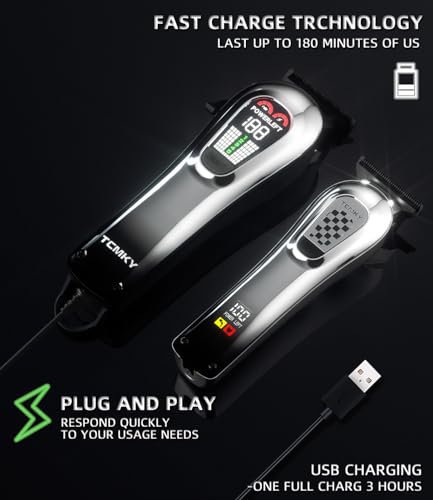 TCMKY Hair Clippers for Men, Professional Clippers and Trimmers Set, Cordless Clippers for Hair Cutting, Beard Trimmer, Barber Clippers, Rechargeable Electric Shaver - Thumbnail 3