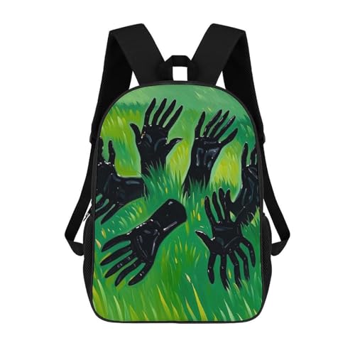 17 Inch Backpack for Travel, Terrible Hands Print Modern Backpack Shoulder Bag with Adjustable Straps, Side Pockets & Reinforced Bottom