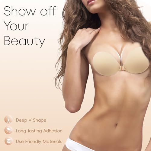 Image of Sticky Adhesive Bra Push Up Strapless Invisible Lift Backless Bra for Women