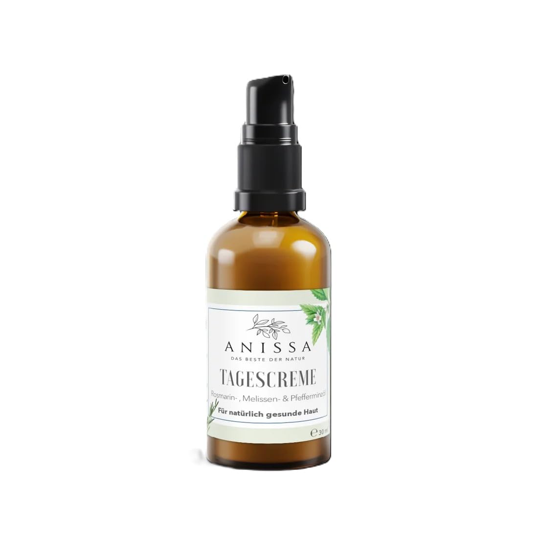 ANISSA Naturkosmetik Crema facial de día para mujeres, vegana y sin perfume, crema facial hialurónica, hidrata intensamente, regenera y calma la piel, fabricada en Alemania, romero y menta, 30 ml