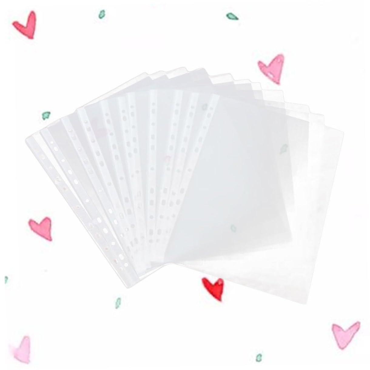 Proteggi Fogli A4 11 Fori Pvc Trasparente, 100 Pezzi | Raccoglitori ad Anelli, Finitura Liscia e Leggera, Adatti a Università e Ufficio