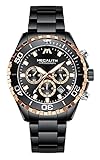 MEGALITH Herrenuhr Militär Uhr Edelstahl Schwarz Chronographen Groß Armbanduhr Herren Wasserdicht Analog Uhren fur Männer Leuchtend Datum Geschenke für Männer
