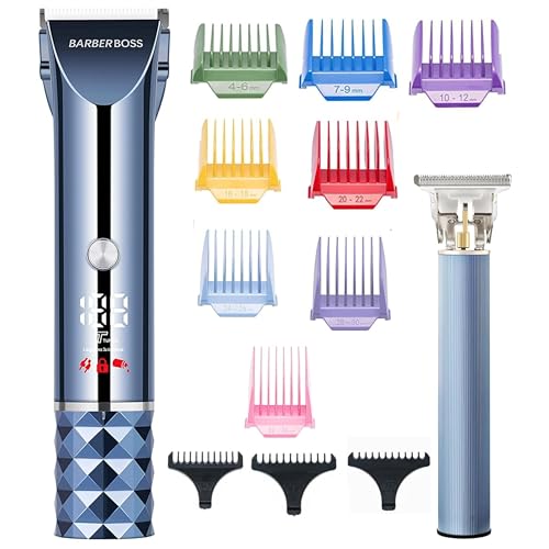 Tondeuse à cheveux et à barbe pour homme BarberBoss kit complet avec écran LED