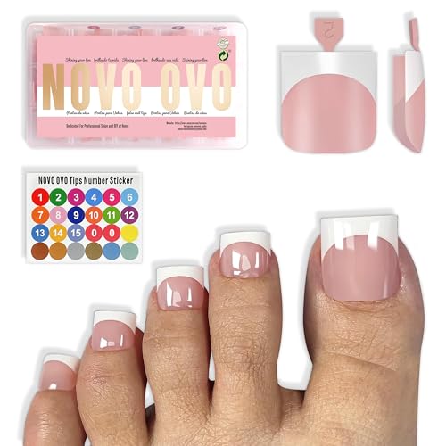 NOVO OVO Press on Toenails, Toe Nail Press ons for Women, White F...