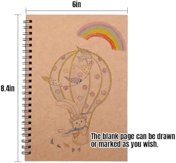 DENSET HBTDM Spiral Notebooks for School，A5 Spiral Notebook College Ruled,Kraft Paper Cover Lined Spiral Notebook Wide Ruled