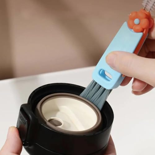 Image of Cots and Cuddles 1pc Bottle Cleaning 3-in-1 Silicone Cleaning Kit for Baby Milk Bottles, Nipple Cleaner and Straw Tool |Multipurpose Scrubbing Brush |Random Colour (Flower)