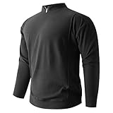 Wandershirt Herren Langarm Atmungsaktiv Fleece Pullover Wärme Winter Top Thermo Langarmshirt mit Reißverschluss Kragen Ski Rolli Warm Outdoor Training Shirt Männer Sport Shirt