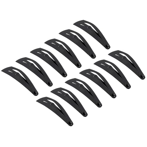 Image of Glaze Matte Finish Large Black Tic Tac Hair Clips, Pack of 12