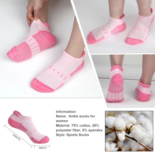 Ankle Socks for Women 6 Pairs Athletic Cushioned Running Low Cut Socks Womens2