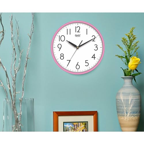 Image of Ajanta Analog Wall Clock for Home and Offices 12 Inches Analog Wall Clock Wall Watch (Pink 30 x 30 x 4 cm), Plastic