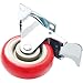 Online Best Service 4 Pack Caster Wheels Swivel Plate On Red Polyurethane Wheels (4 inch with Brake)