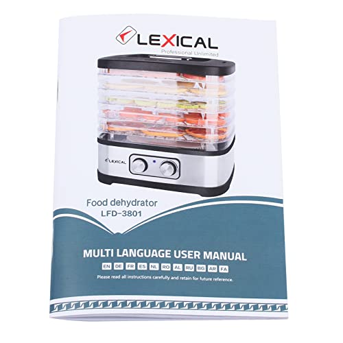 Dörrautomat mit Temperaturregler Edelstahl Dörrgerät für Lebensmittel Fleisch Früchte Gemüse mit herausnehmbar 5 transparente Tabletts Food Dehydrator, 5 Etagen/240W – Bild 7