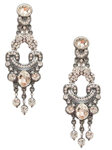 Victorian Edwardian Antique Vintage Art Deco Style Clear Rhinestone Long