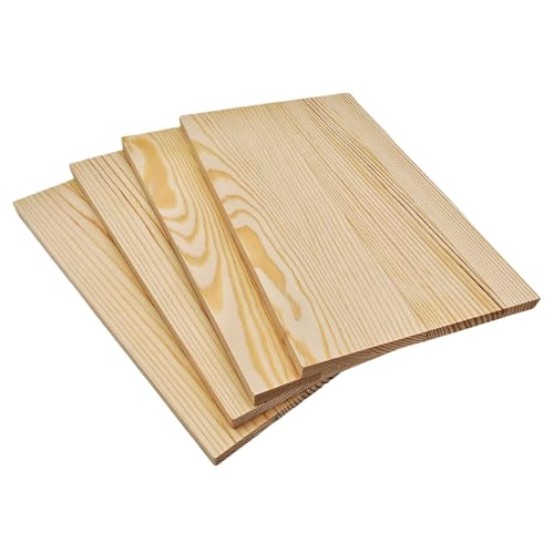Lot de 4 tablas de madera rectangulares en bruto para manualidades, 25 x 15 x 1 cm, bloques de madera en bruto para tallar, pintar y quemar