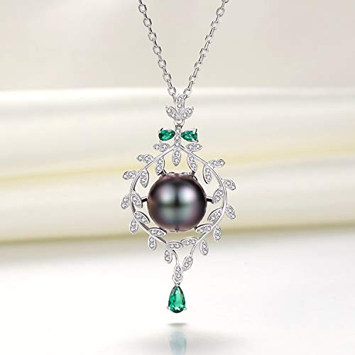 VIKI LYNN AAA 10-11mm Tahitian Cultured Black Pearl Pendant Necklace for Women 18K Gold Plated CZ - Image 4