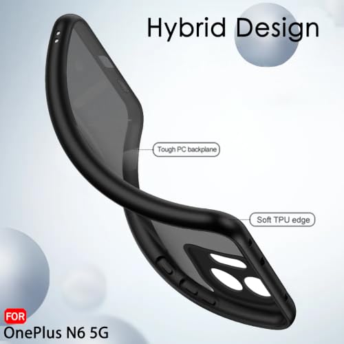 Image of TheGiftKart Hybrid Shockproof Back Cover Case for OnePlus N6 5G | Camera Protection Module | Hard Back Cover Case for OnePlus N6 5G (PC & TPU, Translucent Smoke Matte Back, Black Sides)