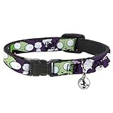 Nickelodeon Cat Collar, Breakaway Collar with Bell, Invader Zim Gir Poses and Sketch Purple, 8.5 to 12 Inches 0.5 Inch Wide