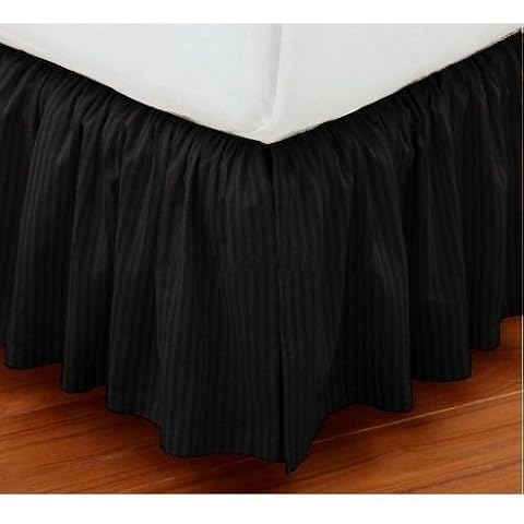 Luxurious Comfort Collection 800TC Pure Cotton Dust Ruffle Bed Skirt 12" Drop Length 100% Egyptian Cotton Black Queen Size Cover