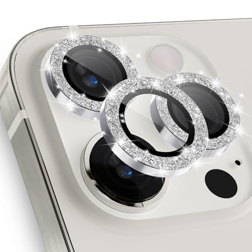 imluckies for iPhone 15 Pro, iPhone 15 Pro Max Camera Lens Protector Bling, HD Clear Aluminum Alloy Individual Ring