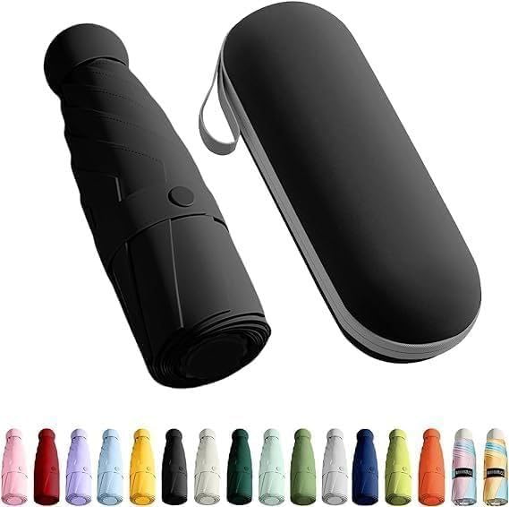 Mini Travel Umbrella with Case, Compact UV Protection Sun & Rain Umbrella, Lightweight Windproof Folding Umbrella, Portable Manual Umbrella for Women Men Kids (Multicolor)-image-17