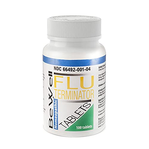 Be Well Flu Terminator Tablets - Non drowsy homeopathic Tablets for Temporary flu and Cold Symptoms