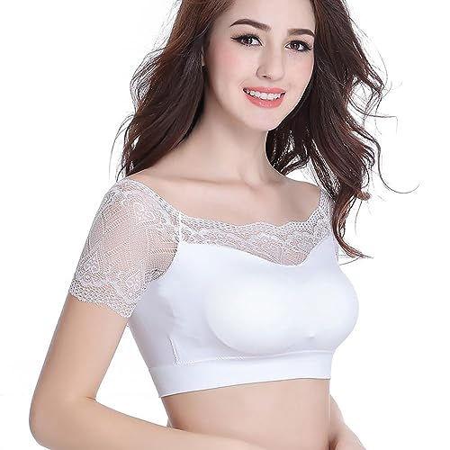 Image of DRESHOW Lace Bralette Tank Tops Wireless Bra Lace Crop Top Removeable Pads Yoga Sports Bra Undershirt for Women & Teens