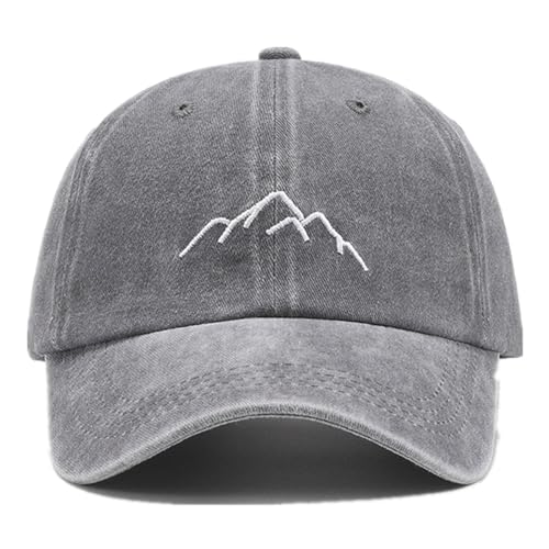 LANLYLGQ Baseball Cap Snapback Baseballkappe Unisex Herren Damen Vintage Stickerei UV Schutz Docker Cap Sonnenhut (Baumwolle, Berg-Grau)