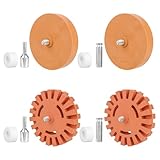 4stk Radiergummirad Entfernen Aufklebern, 10cm und 8,8cm Selbstklebendes Gummirad mit Bohradapter Niedriggeschwindigkeits-Stangenverbinder Abstandshalter Entfernerwerkzeug Vinyl Etiketten
