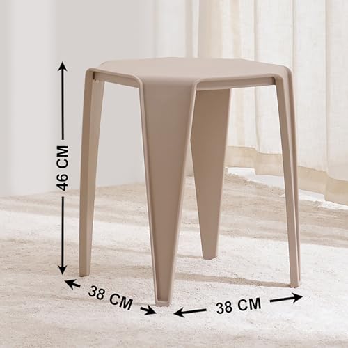 Image of Home Centre | Winfield Polypropylene Stool | Sitting Stool for Home | Beige | 1 Year Warranty