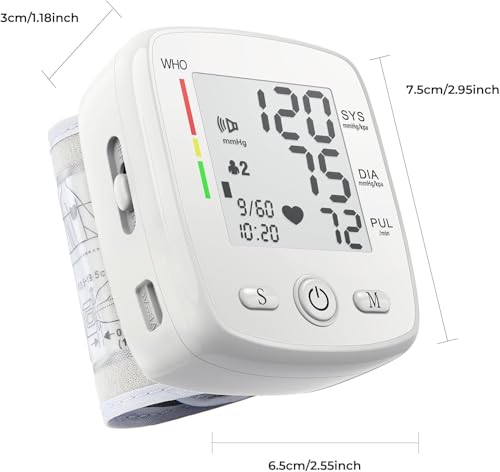 Peakme CK-W355 Blood Pressure Monitor Adjustable Wrist Blood Pressure Cuff 2 X 90 Readings Digital Rechargeable Blood Pressure Machine thumb #6