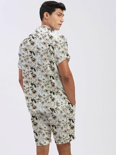 Image of Amazon Brand - Anarva Mens Camouflage Printed Co-ord Set | Half Sleeve Shirt and Shorts Set | Casual Summer Outfit for Beach, Travel, Vacation -