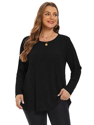 Image of BELAROI Womens Plus Size Sweaters Fall Tunic Top Scoop Neck Pullover Shirts