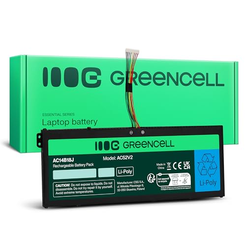 Green Cell AC14B13J AC14B13K Batería para portátil Acer Aspire 3 A315 23 A315 55G ES1 111M ES1 331 ES1 531 ES1 533 ES1 571 (3600 mAh, 11.4 V, Color Negro)