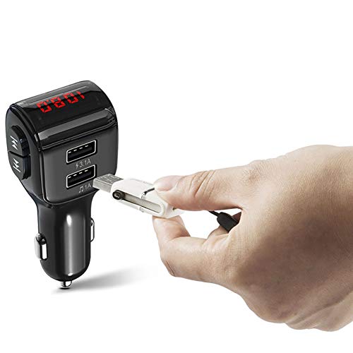 Bluetooth FM Transmitter for Car, Wireless Bluetooth 5.0 in-Car Radio Adapter Car Kit with Handsfree Calling, 2 USB Ports, LED Display Stereo 4 Modes Music Play