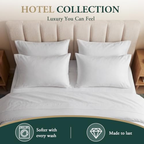 Image of Nuzzle Pillow Cases Standard Size Set of 2, 100% Cotton Pillowcases with Envelope Closure, Pillow Covers with 500 Thread Count, Hotel Quality, Soft and Breathable, White(Pillows Not Included)