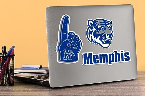 Image of University of Memphis 8ct Vinyl Large Deluxe Stickers Variety Pack - Laptop, Water Bottle, Scrapbooking, Tablet, Skateboard, Indoor /Outdoor - Set of 8