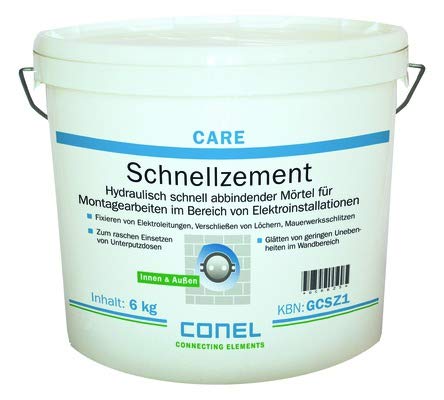 CARE Schnellzement 6 kg, Eimer, grauer Zement, Pulver, Adhäsiv, Bonding Cement, für Metall, Glas, Keramik, Kunststoff, Aushärtung ca. 8 Minuten