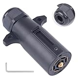 CheeMuii 7 Pin Trailer Plug with Waterproof Seal Heavy Duty 7 Way Round RV-Style Trailer Connector 7 Point Trailer Wiring Replacement Plug Adapter