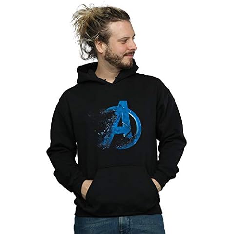 Marvel Men's Avengers Endgame Dusted Logo Hoodie Black XX-Large Cover