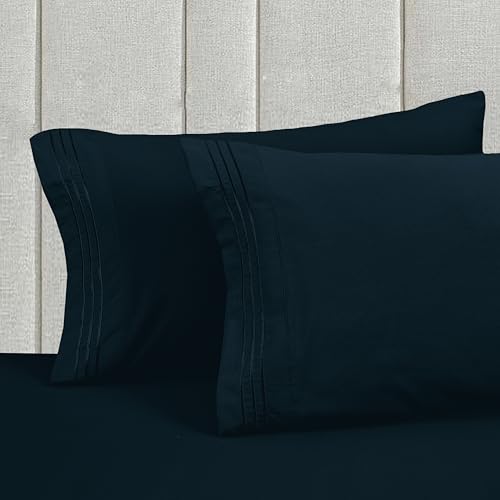 Image of Mocassi Luxury 6-Piece Sheet Set, Ultra Soft 1800 Premium Hotel Quality Microfiber Sheet Set, Fits Mattresses Up to 18 to 24 Inches Extra Deep Pocket - Breathable and Secure Fit, Full, Black