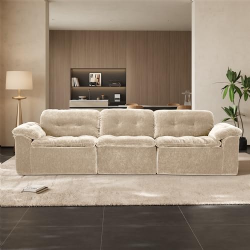 Image of Oversized Modular Sectional Sofa, Large Modern Cloud Sectional Couch with Seat Cushion, Boneless 3 Seater Couch for Living Room, Apartments, No Assembly Required, Coffee