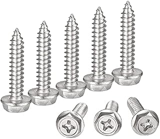 sourcing map Phillips Hex Washer Self Tapping Screws, M5 x 25mm 304 Stainless Steel Hex Flange Sheet Metal Screw 25pcs
