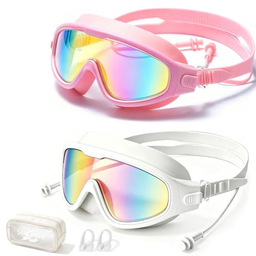 Image of Swim Goggles for Kids 6-12, Wide View Anti-Fog UV Protection No Leaking,Boys Girls Youth Swimming Goggles