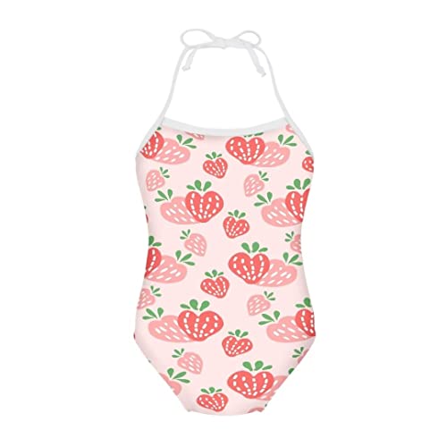 Image of Pinupub Girls Cute Swimsuit One Piece Bathing Suit Sleeveless Halter Neck Swimwear Beachwear