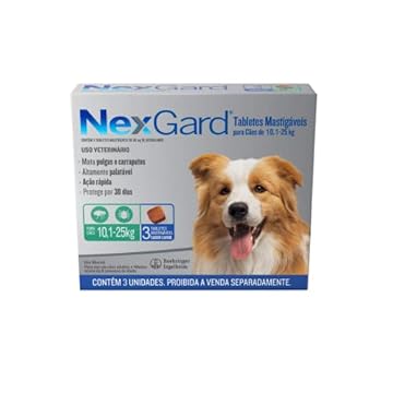 NexGard Antipulgas e Carrapatos para Cães de 10.1 a 25kg 3 tabletes