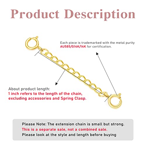 Image of 10k 14k Real Gold 1 inch /1.5 inch /2 inch /2.5 inch /3 inch /4 inch /5 inch Necklace Extender, Necklace Bracelet Extender Chain, Durable Gold Extender Chain, Adjustable Extension Chain for Necklace Bracelet Anklet