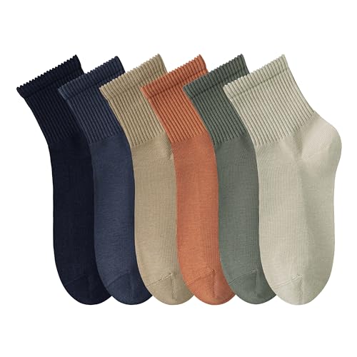 MAGIARTE Chaussettes Femme Mini Crew en Coton Pur pour Sport, Randonnée et Course - Lot de 6 Paires (Mini Crew #08) FR