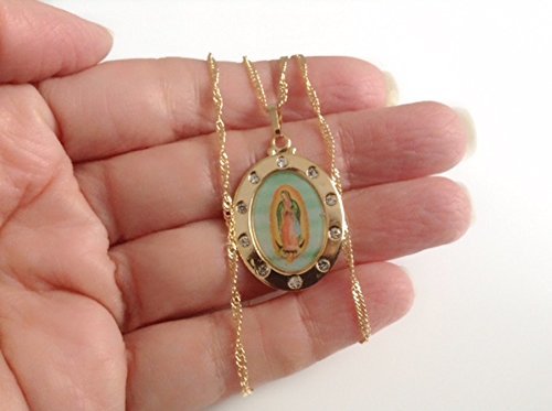 Miniatura 4 de La Virgen de Guadalupe Medal Necklace 17.2 Inches Spiral Chain