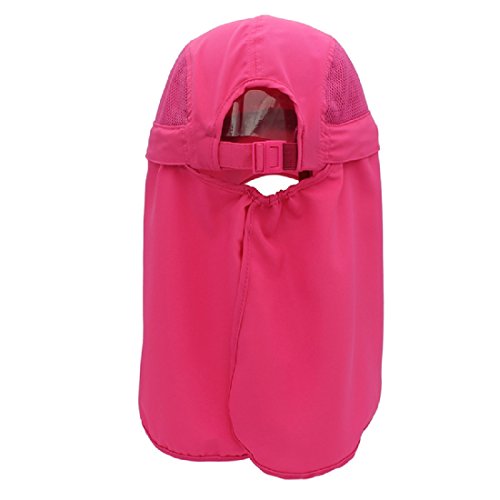 Llmoway Kid Outdoor Breathable Safari Caps Flap Hats With Mask Uv Protection Hat Detachable Rose Red #TOP1
